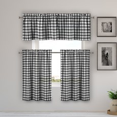 首頁 Maison Kaiser Cafe Tears 廚房窗簾 2 件套, 黑色的