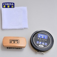 COBEDA 康碧達 原木鑲嵌梅花鞋拔, 鞋油（黑色）+鞋刷+擦拭布