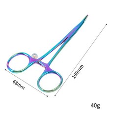 彩鈦止血鉗 彎頭18公分 路亞鉗 脫鉤器 取鉤器 解鉤鉗 拔鉤鉗 取勾器 釣魚止血鉗, 彩色鈦, 1個