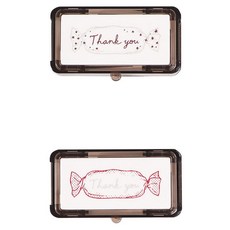 KUTSUWA Hancoco Decog手帳印章 謝謝與糖果款, 1個, 紅色+棕色