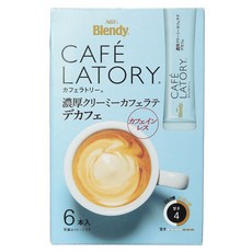 AGF Blendy Cafe Latory濃厚即溶式沖泡粉 低咖啡因拿鐵口味, 1個, 6件, 10g