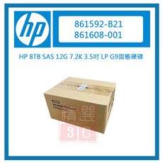 HP 8TB SAS 12G 7.2K 3.5吋 LP G9伺服器硬碟 企業級儲存解決方案, 861592-B21