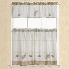 Rt Designers Collection 鄉村風刺繡廚房窗簾/天平 2 件套, 葉子