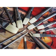 汶采 夏卡爾 10(平筆) 7支賣場 油畫 壓克力 畫筆, 白豬鬃油畫筆F04