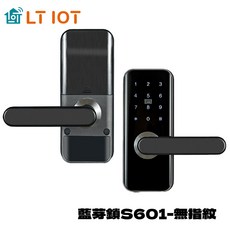 聯泰 LT IOT 藍芽電子鎖 S60/S601 把手款 - 智能家居安全首選, 經典黑,S601-無指紋感應,, 上門安裝