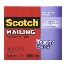 3M Scotch 郵寄包裝盒膠帶手撕 48mm x 16m, 1個