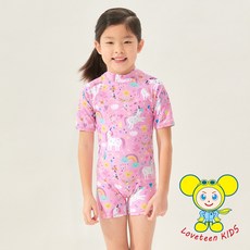 夏之戀 LOVETEEN KIDS 女童連身四角泳裝 可愛獨角獸印花 抗UV兒童泳衣