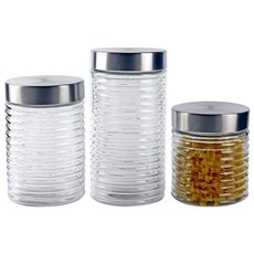 Ring-A-Ring 透明罐裝 3 個帶蓋玻璃儲物瓶, 1個