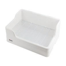 分體式可固定兔用便盆，寵物兔/天竺鼠適用，加高圍欄防噴濺，籠內清潔好幫手, 白色, 1個