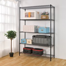 H&R安室家 鐵力士五層置物架 90*45*180 黑色 BCF71CA