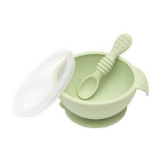 美國 Bumkins 寶寶矽膠餐碗組（多色可選）可微波、蒸、烤箱、洗碗機 不易生霉, 香瓜綠