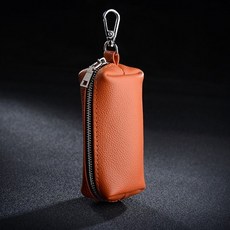 鑰匙小包 皮革鑰匙包 印章收納袋 鑰匙皮包 鑰匙掛包 鑰匙零錢包, 橘色