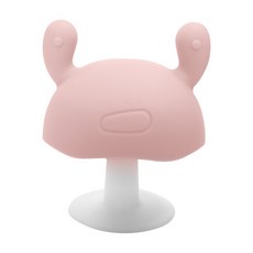 小蘑菇固齒器 附贈收納盒 嬰兒磨牙玩具 食品級矽膠 寶寶固齒器 咬咬樂 磨牙棒, 粉色-附贈收納盒, 1套裝