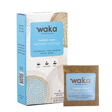 waka 哥倫比亞中度烘焙速溶咖啡粉隨身包 8入, 22.4克, 研磨咖啡