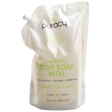 Natural Dish Detergent Refill Green Tea & Lime 通用洗碗精, 1個, 1.893L