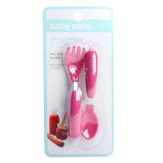 BRIGHT BABY 嬰兒護理幼兒湯匙叉子組, 1個, 粉色的