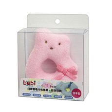 元氣寶寶 小熊毛巾布咬牙搖鈴, 粉紅色，藍色，白色