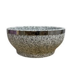 韓式石鍋-金屬邊框 石鍋碗 18CM 石鍋拌飯, 黑白相間, 1個
