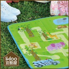 ikloo 宜酷屋 樂活可提式收納野餐墊 玩具墊 摺疊收納箱 彩色地圖, 1個