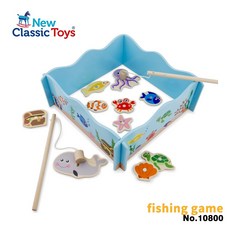 荷蘭 New Classic Toys 寶寶木製釣魚遊戲 - 磁性釣魚玩具 兒童親子互動, 詳見包裝, 藍色, 1個