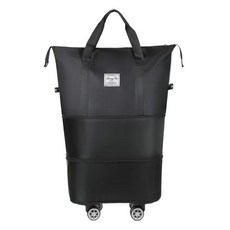 帶輪旅行袋 拉桿行李袋 擴充旅行包 防水運動旅行包, 黑色(2層擴展+4個靜音輪), 黑色, 1個