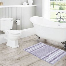 奧利維亞灰色歐文條紋漸變色雪尼爾浴室地毯防滑墊 43.2 x 61cm, 1個, 紫丁香