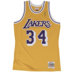 米切爾和尼斯洛杉磯湖人隊 NBA 球迷版主場球衣 96 沙奎爾奧尼爾籃球球衣