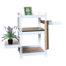 優米設計 台灣製 角鋼層架貓跳台(高/矮) - 貓咪跳台 貓抓柱 多層貓玩具, 亮白,(矮)81cm, 1套裝