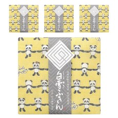 Shirayuki 垣谷纖維Shirayuki白雪京友禪染萬用巾 快樂熊貓款(黃色), 4個