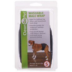 Clean Go Pet 可水洗郵件包裹狗尿布黑色, 1個, S (20.3~48.3cm), 1入