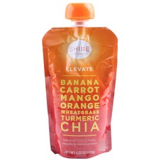 Shine Organics 蔬菜水果綜合飲, 香蕉胡蘿蔔芒果橘子小麥芽薑黃奇亞籽口味, 1包