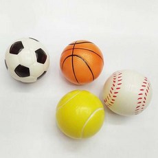 安全泡棉軟膠球4入組 (足球/棒球/籃球/皮球) 直徑6.6cm, 多種顏色