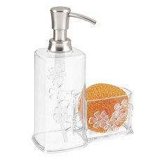 iDESIGN Interdesign Blums 皂液器和海綿盒收納盒透明 532.3 毫升, 1個, 透明