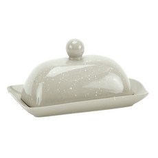 BOSTON WAREHOUSE Ridged奶油碟子斑點餐具, 1個, 灰褐色