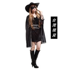 豪華蒙面女俠客 黑色成人變裝服 萬聖節派對角色扮演
