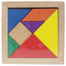 木意天使 木質櫸木七巧板：大精品益智玩具，激發兒童幾何空間思維, 彩色, 1個