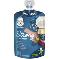 Gerber 嘉寶 孩童袋裝蔬果補充流質飲, 香蕉藍莓胡蘿蔔穀物希臘優格口味, 99g, 1包