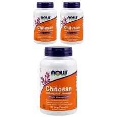 NOW Foods 幾丁聚醣&鉻素食膠囊, 120顆, 3罐