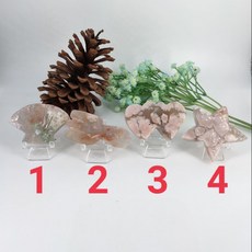 靖靖水晶礦石 櫻花瑪瑙雕件 扇子叉子愛心星星擺件, 1 扇子,櫻花瑪瑙雕件