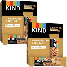 KIND 海鹽焦糖杏仁堅果棒 6g 12入裝, 2盒, 480g