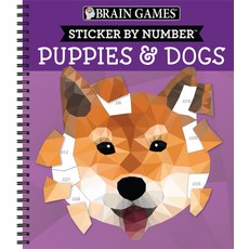 (英文圖書) Brain Games - Sticker by Number: Puppies & Dogs - 2 Books in 1 (42 Images to Sticker) Spiral, Publications International,..., 英文, 螺旋裝