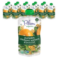 Plum organics 兒童果泥, 南瓜菠菜鷹嘴豆花椰菜口味, 99g, 12包