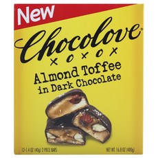 chocolove 黑巧克力杏仁太妃糖 2 塊巧克力棒 12 包, 1盒, 480g