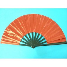 大功夫扇子 尼龍布扇 (黑色膠桿 紅色亮布面) MIT製 太極扇子 響扇 表演扇子 跳舞扇 團扇, 一支入