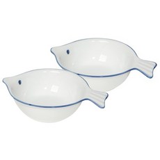 now DESIGNS 魚造型碗 19.1*16.5*8.9cm, 2件, 白+藍