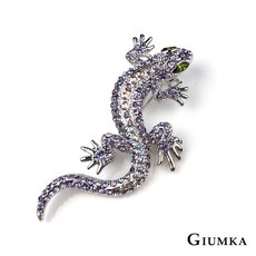 GIUMKA胸針別針 兩棲爬行小蜥蜴滿鑽MK08007 鍍正白K 精緻別針 時尚配飾, 紫鋯