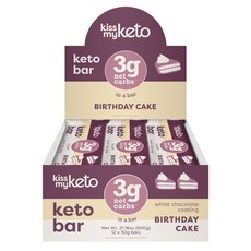 KISS MY KETO Bar 白巧克力能量棒 50g, 12入, 生日蛋糕