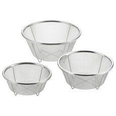 YOSHIKAWA 吉川 MIZLEAD II不鏽鋼迷你瀝水網 3件 13+15+17cm, 1個