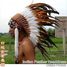 酋長帽 印第安頭飾 派對 道具 走秀 舞台表演 化裝舞會 重機 cosplay 扮裝 印地安帽子 原住民風【自然屋精品】, 詳見包裝, 彩色