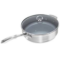 chantal 單柄不鏽鋼陶瓷塗層不沾湯鍋+玻璃鍋蓋, 銀色, 4.7L